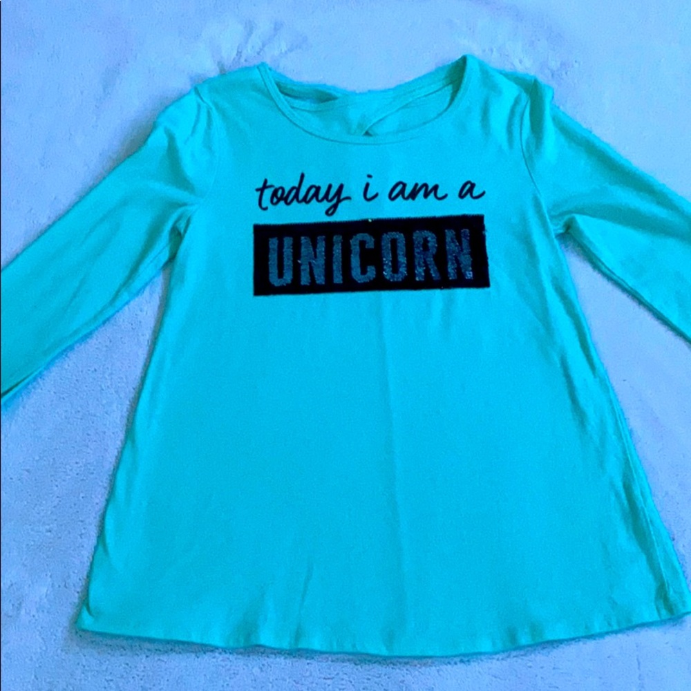 Teal sequin long sleeve tee